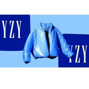 Yeezy X Gap Yzy Size XL Blue Cropped Puffer Jacket Coat